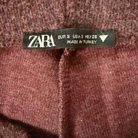 Zara soft straight high waist knit pants Soft Burgundy NWOT S - Picture 9 of 12